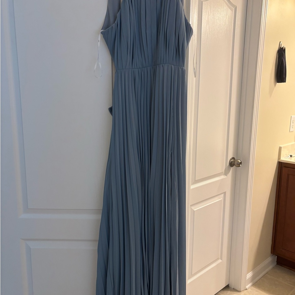 Lulu's One Shoulder Blue Maxi Dress